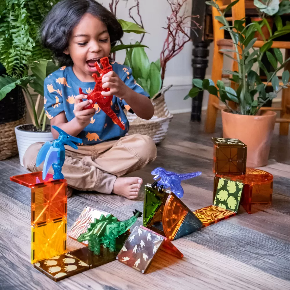 Clearance Magna-Tiles Dino World - Il Mondo Dei Dinosauri - Set Da 40 Pezzi -