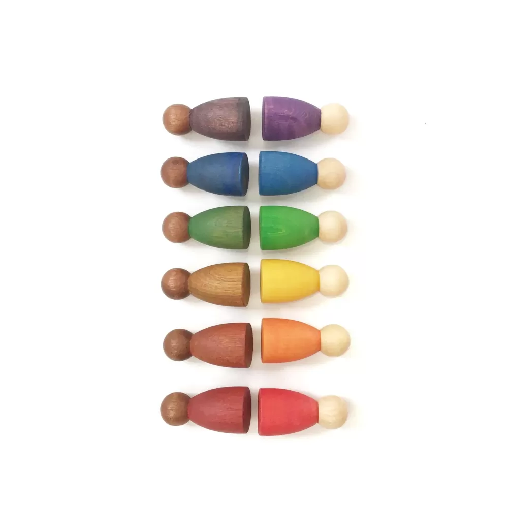 Outlet Grapat Nins Legno Scuro E Colori Freddi - Pupazzi Di Legno