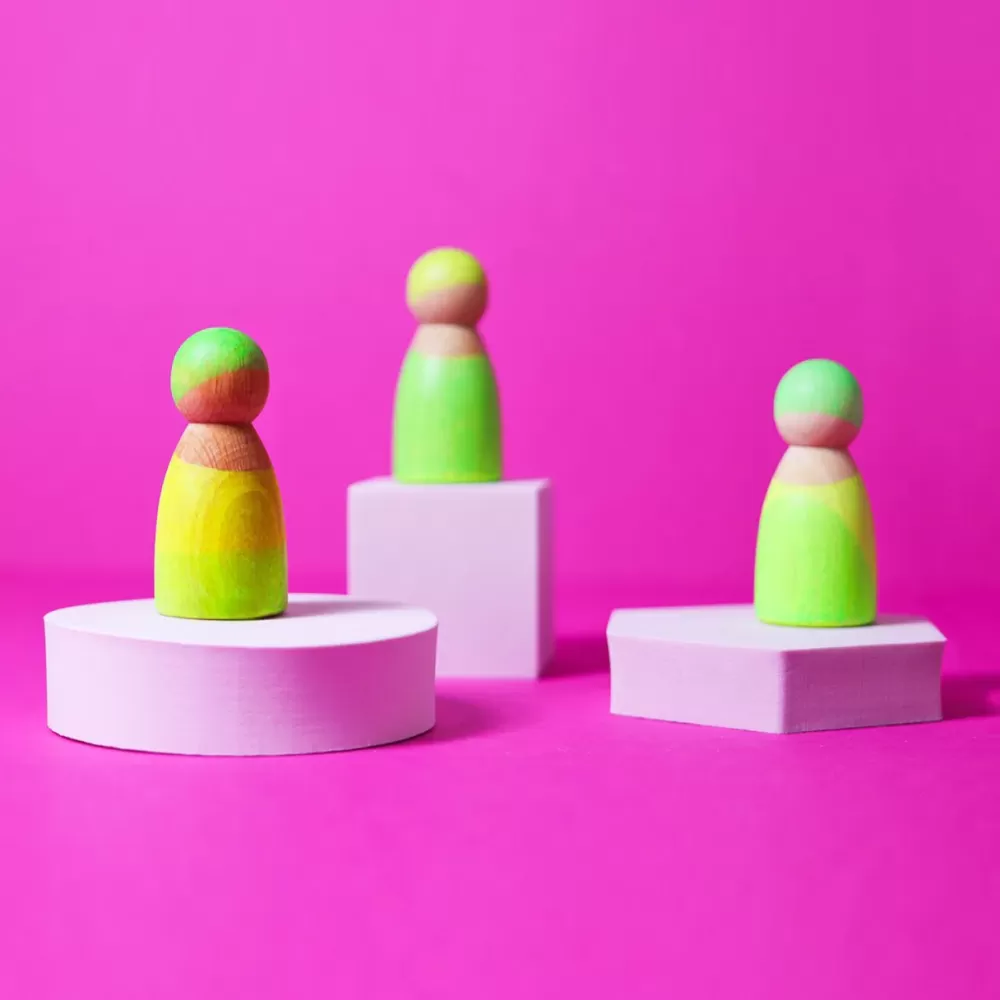 Best Grimm's Peg Dolls Amici Neon Verdi