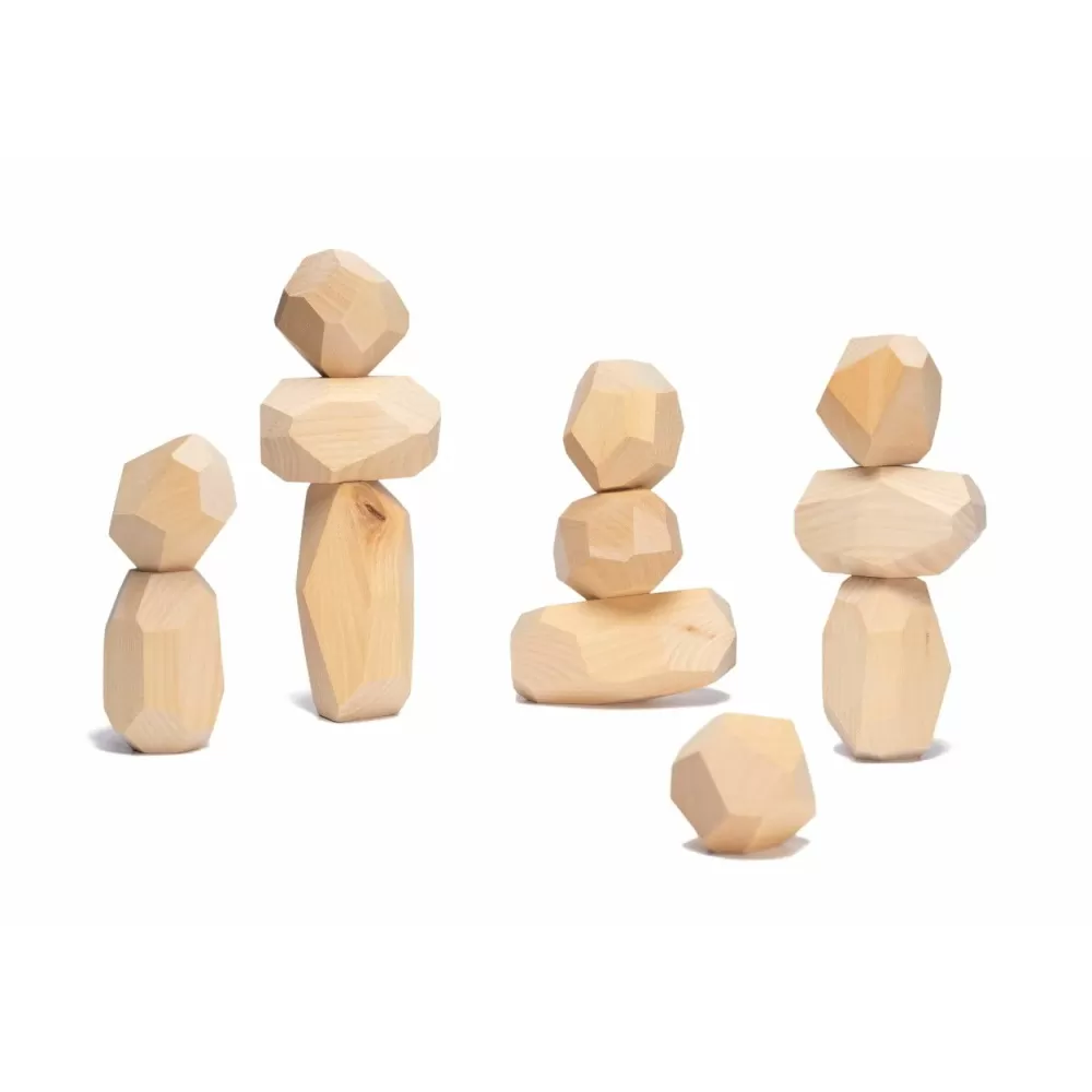 Online Ocamora Sassi Impilabili In Legno Al Naturale - Set Da 12 -
