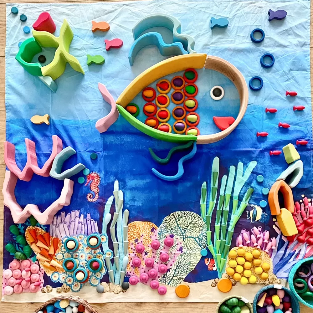 Store Wonderie Telo Gioco Vegano - Play Cloth - Tra I Coralli -