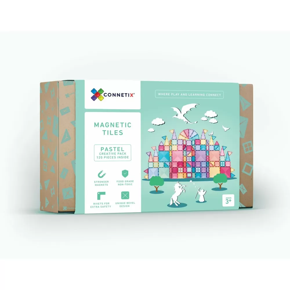 Sale Connetix Tessere Magnetiche Traslucide - Creative Pack 120 Pezzi - Colore Paste
