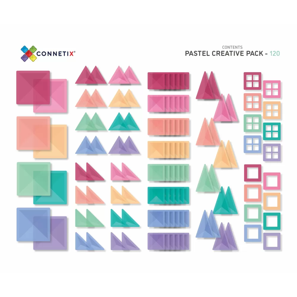 Sale Connetix Tessere Magnetiche Traslucide - Creative Pack 120 Pezzi - Colore Paste