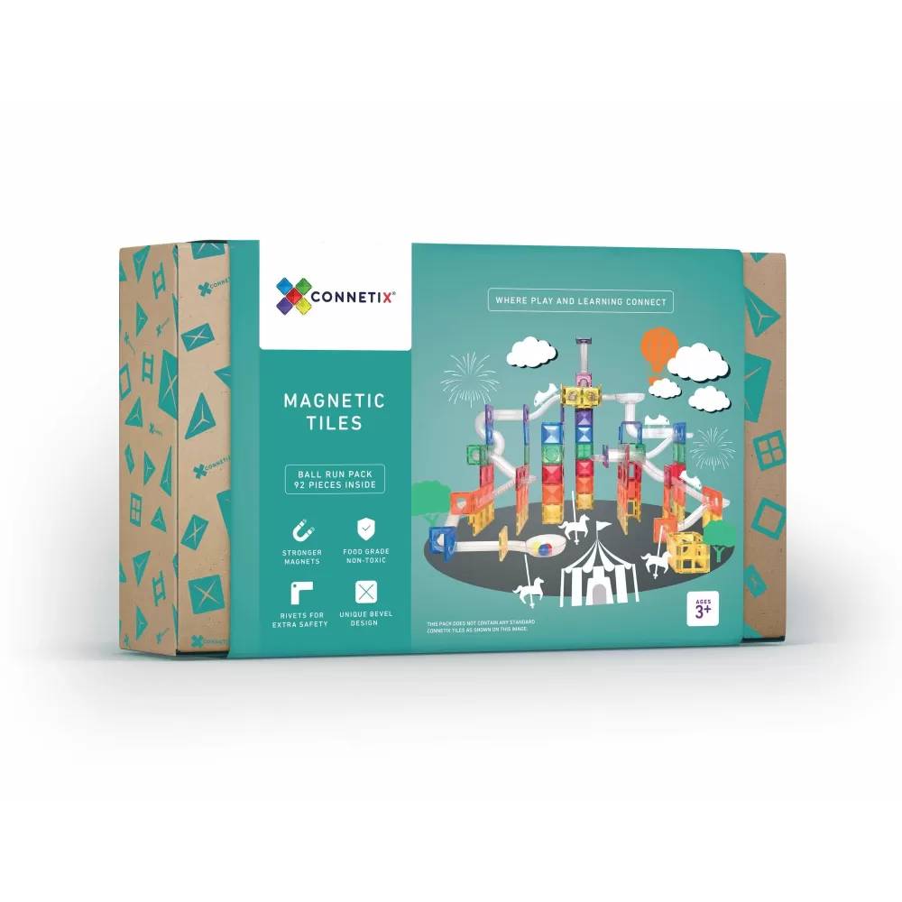 Fashion Connetix Tessere Magnetiche Traslucide - Pista Per Biglie (Ball Run) - 92 Pezzi