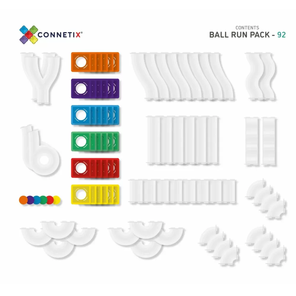 Clearance Connetix Tessere Magnetiche Traslucide - Pista Per Biglie (Ball Run) - 92 Pezzi