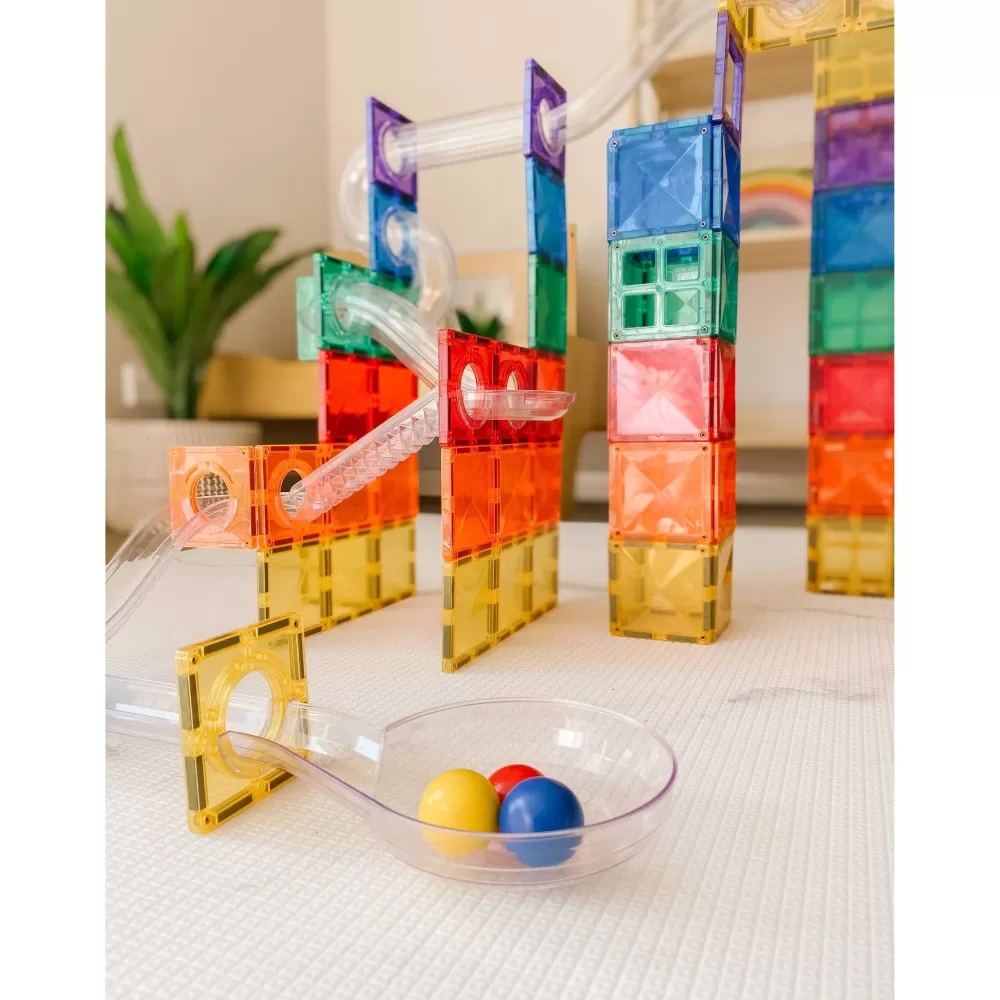 Clearance Connetix Tessere Magnetiche Traslucide - Pista Per Biglie (Ball Run) - 92 Pezzi