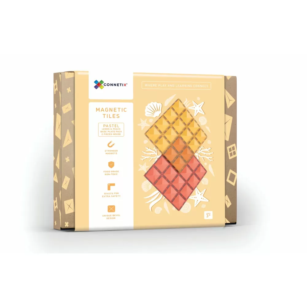Hot Connetix Tessere Magnetiche Traslucide - Set Basi Limone E Pesca Pastello Conne