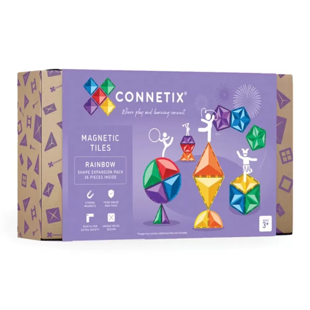 Sale Connetix Tessere Magnetiche Traslucide Arcobaleno Set Espansione Forme 36 Pezzi