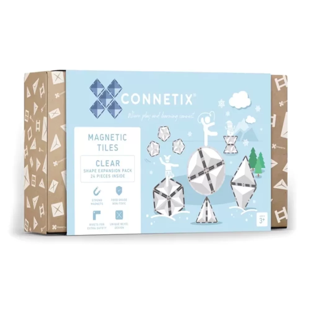 Outlet Connetix Tessere Magnetiche Traslucide Trasparenti Set Espansione Forme 24 Pezz