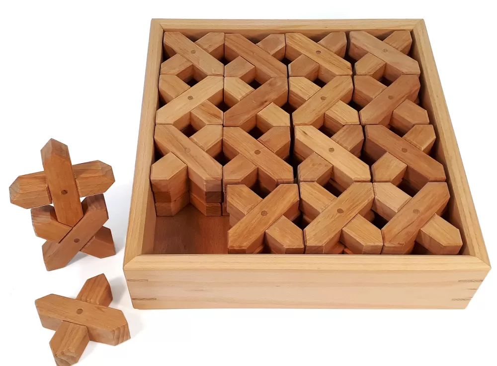 Outlet Bauspiel X-Bricks Con Scatola In Legno- 48 Pezzi -